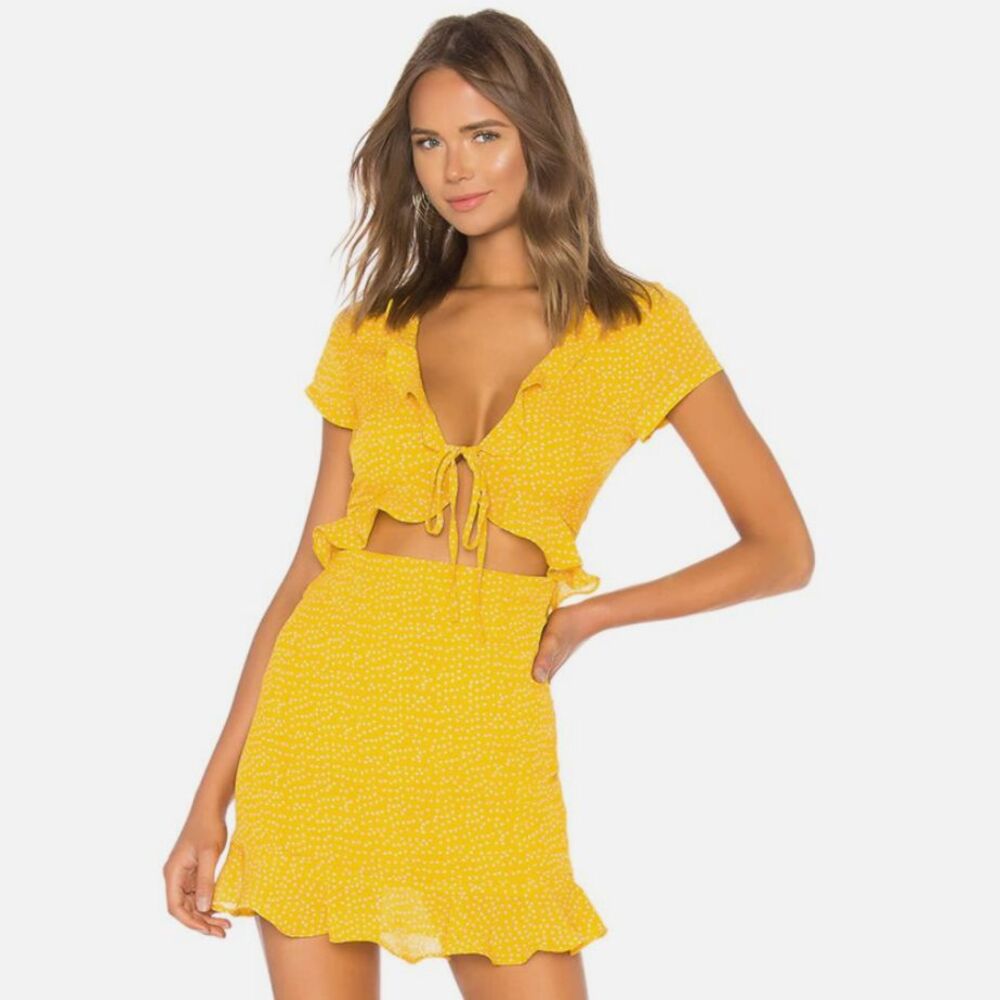 NWT Superdown Mercy Dainty Polka Dot Ruffle Mini Dress S